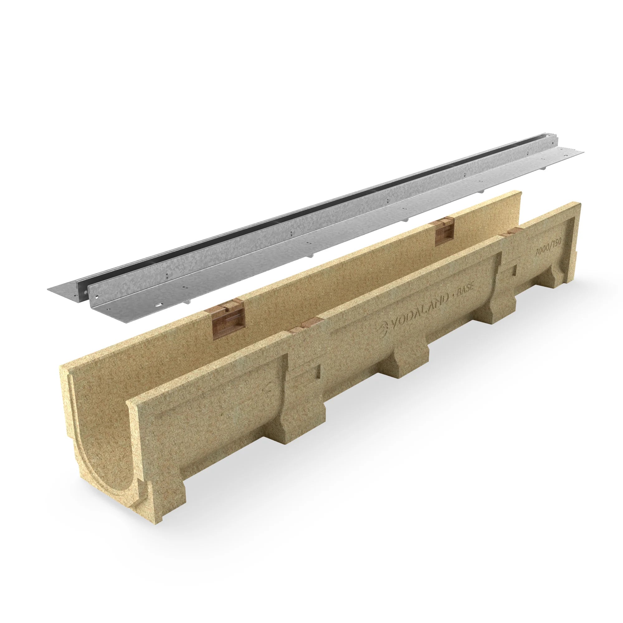Canal de Hormigón Polímero BASE DN100 con SLOT H25 de Acero Galvanizado