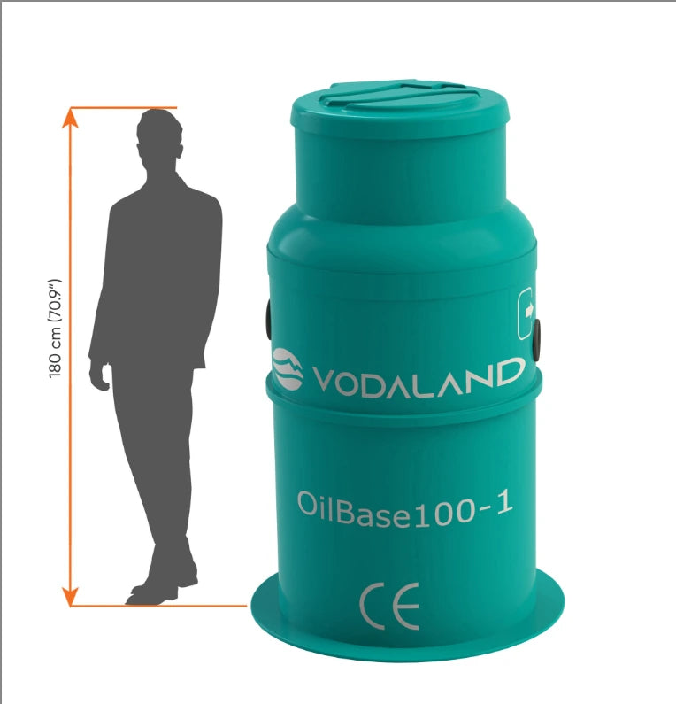 Separador de Hidrocarburos sin BYPASS OilBase100-1 l/s D800 H1850 Ø110 con decantador 100L