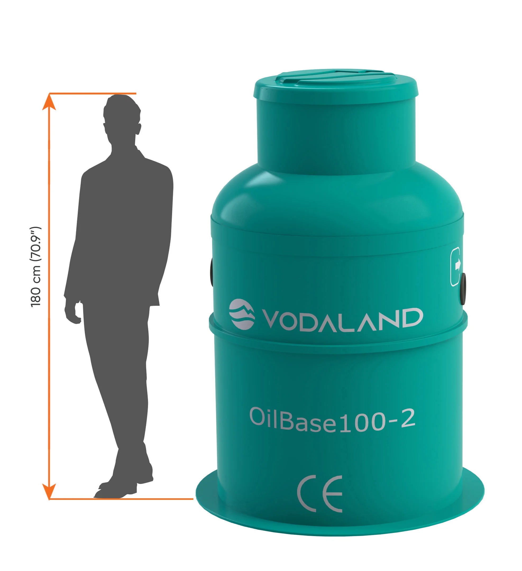 Separador de Hidrocarburos sin BYPASS OilBase100-2 l/s D1000 H1950 Ø110 con decantador 200L