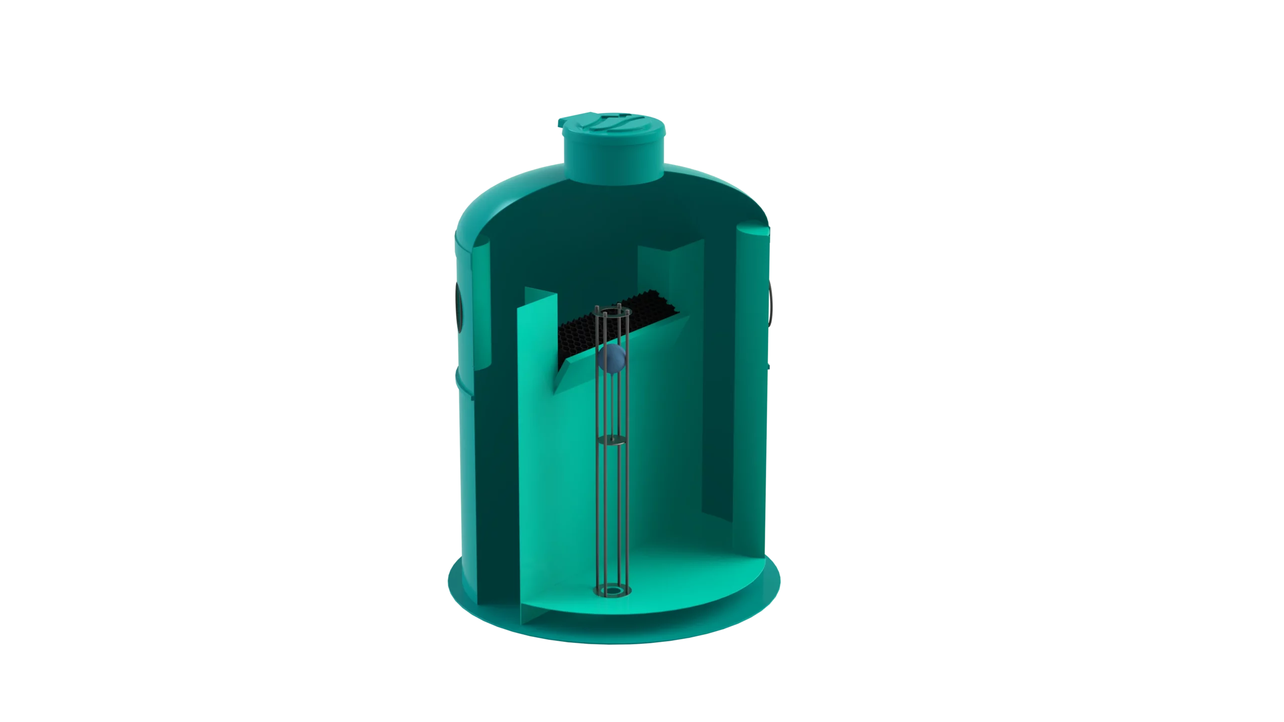 Separador de Hidrocarburos sin BYPASS OilBase100-40 l/s D2400 H2950 Ø315 con decantador 4000L