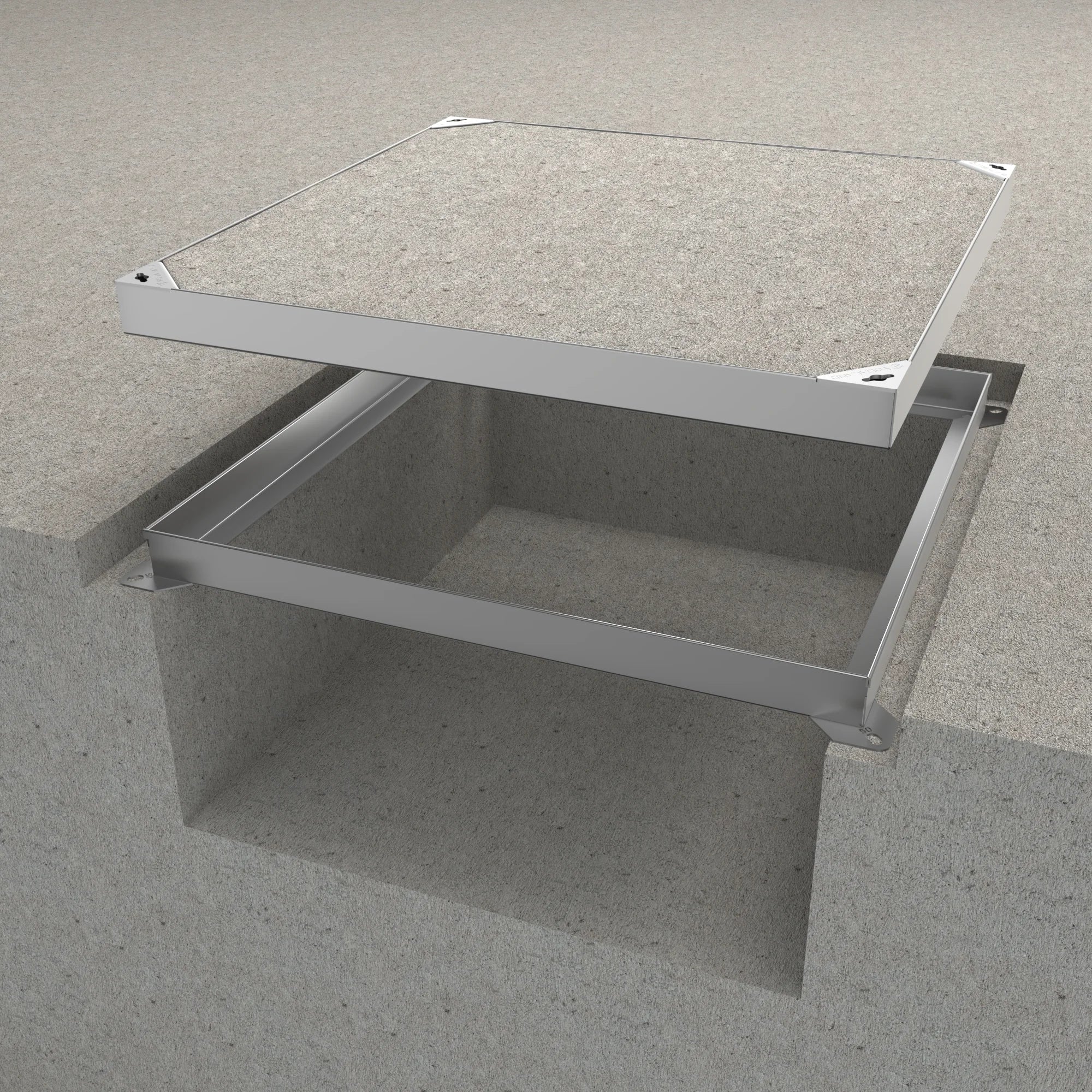 Tapa con marco 50x50 cm rellenable de acero galvanizado B125