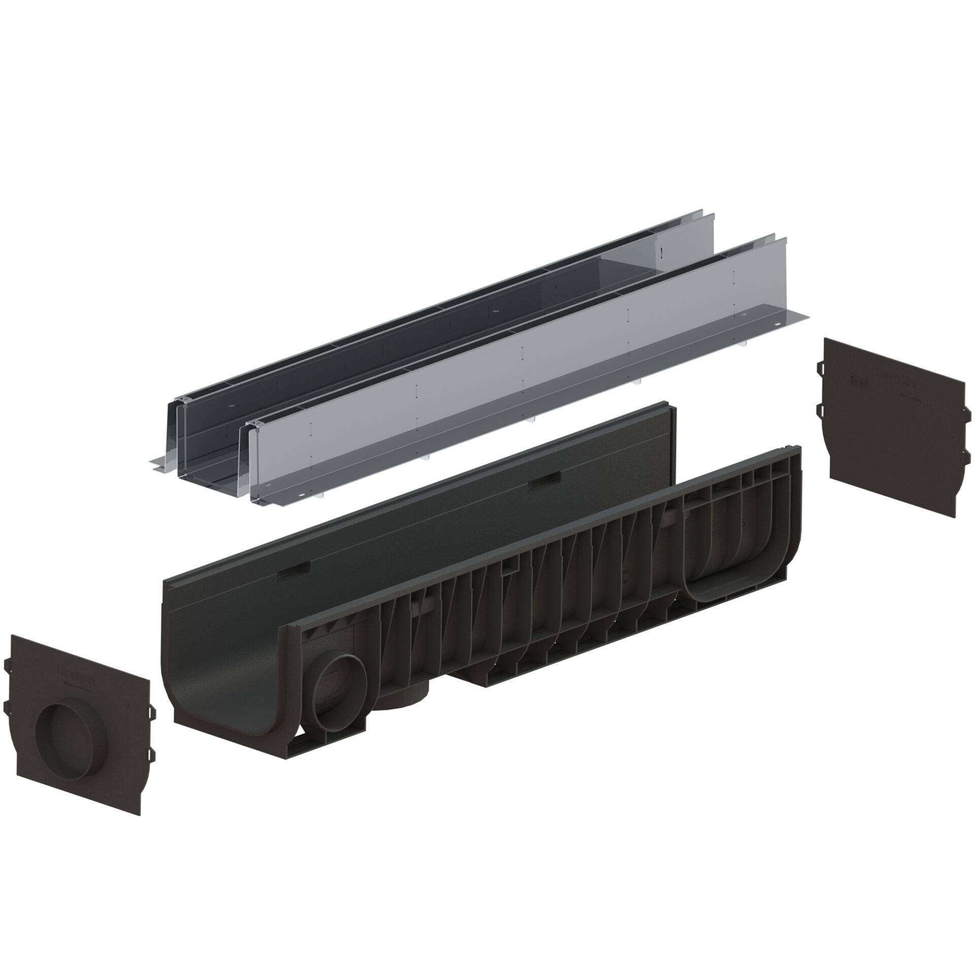 Canal de Plástico BASE DN200 con DOBLE SLOT H100 de Acero Galvanizado