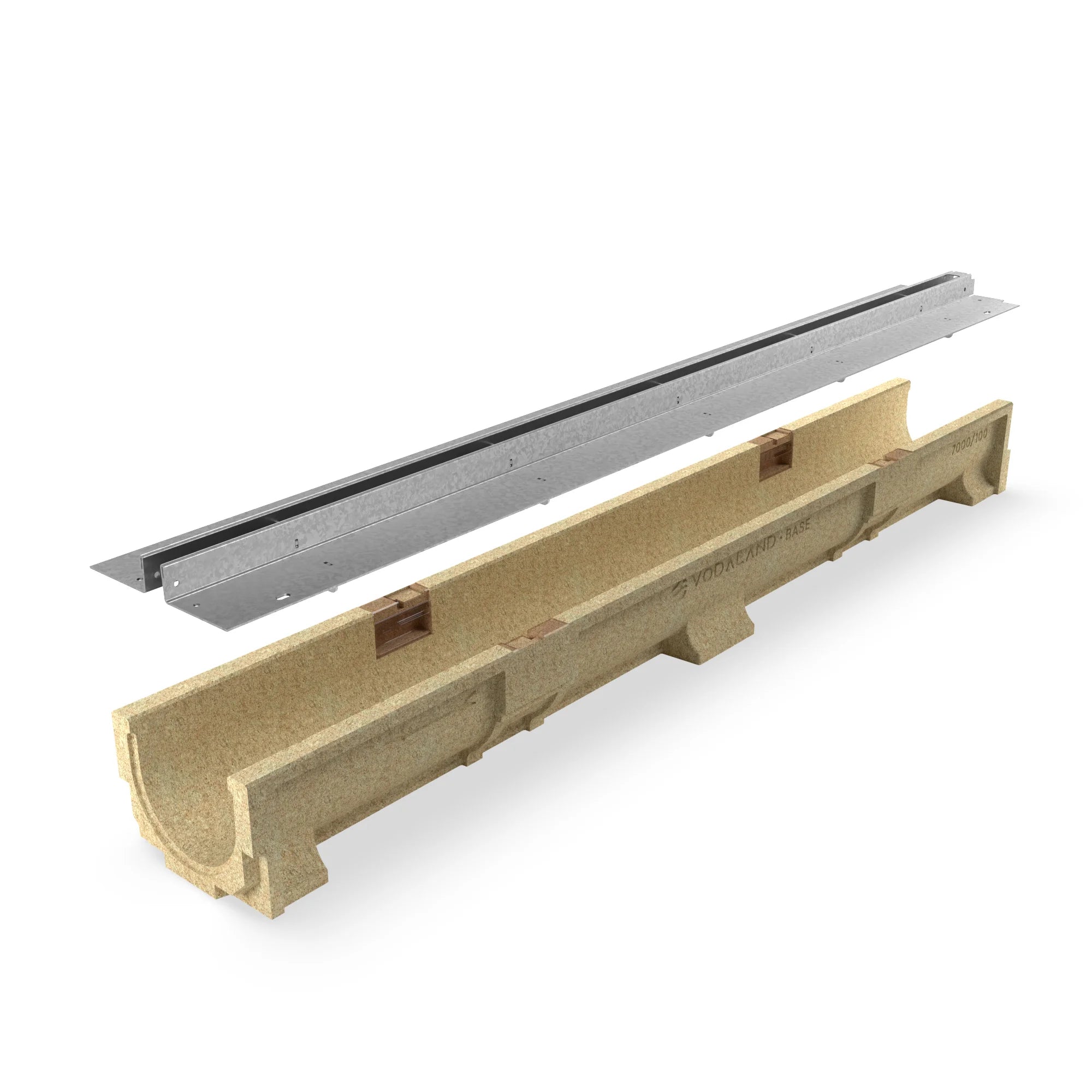 Canal de Hormigón Polímero BASE DN100 con SLOT H25 de Acero Galvanizado