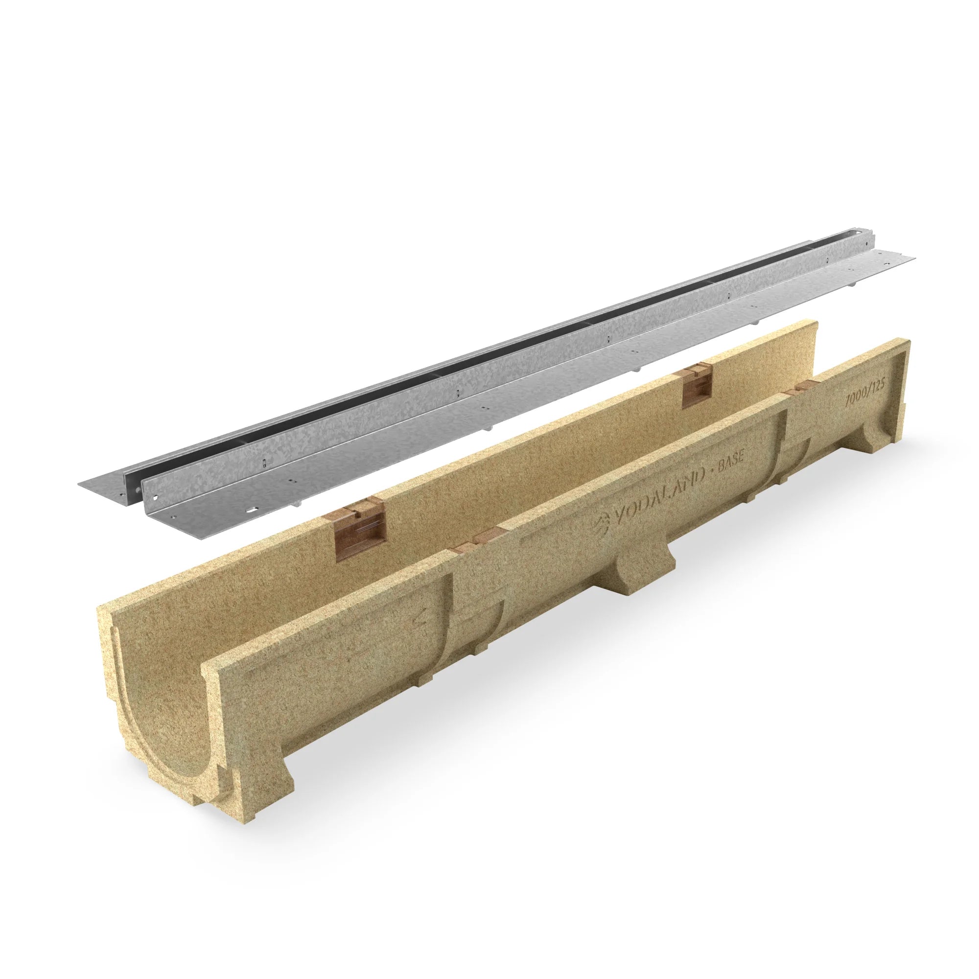 Canal de Hormigón Polímero BASE DN100 con SLOT H25 de Acero Galvanizado