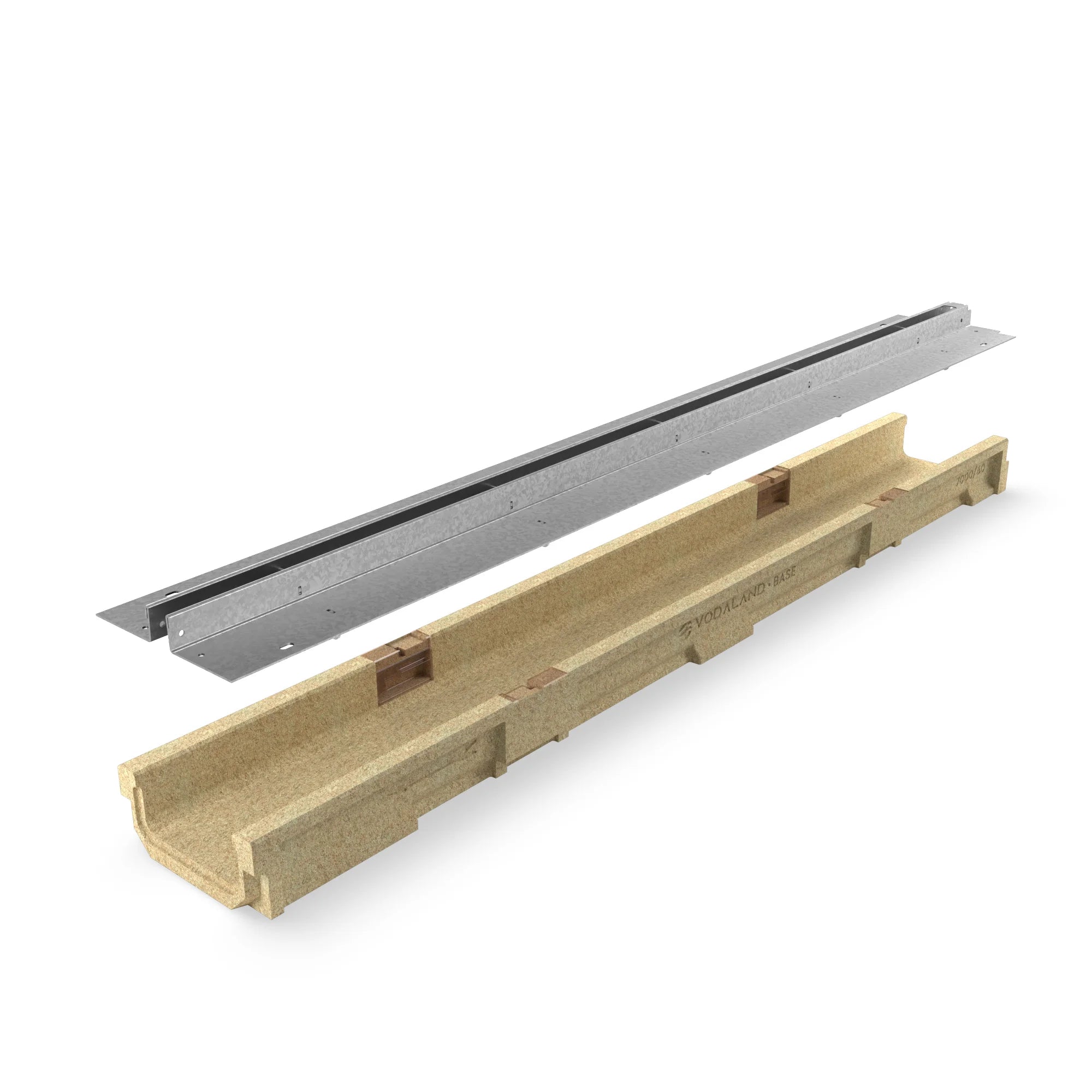 Canal de Hormigón Polímero BASE DN100 con SLOT H25 de Acero Galvanizado