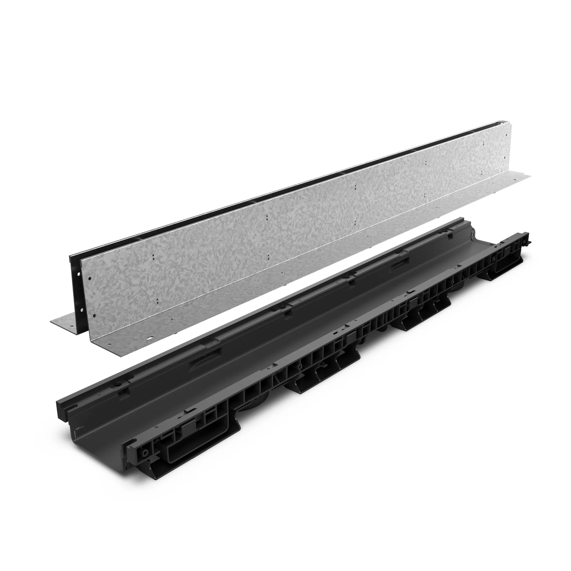 Canales de Plástico BASE DN100 con SLOT H100 de Acero Galvanizado