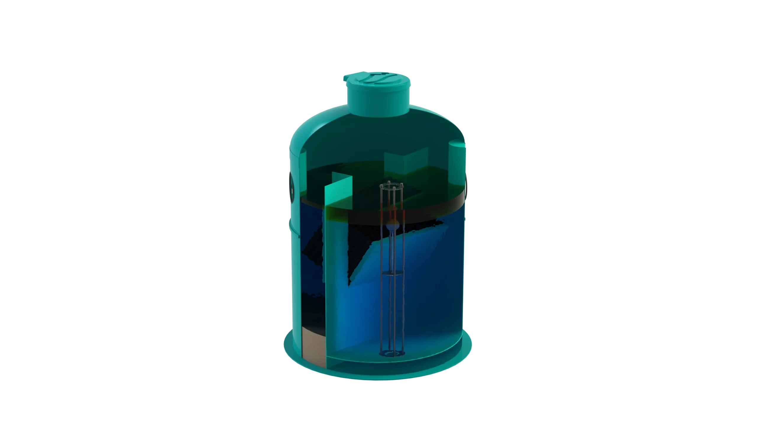 Separador de Hidrocarburos sin BYPASS OilBase100-20 l/s D1800 H2650 Ø200 con decantador 2000L