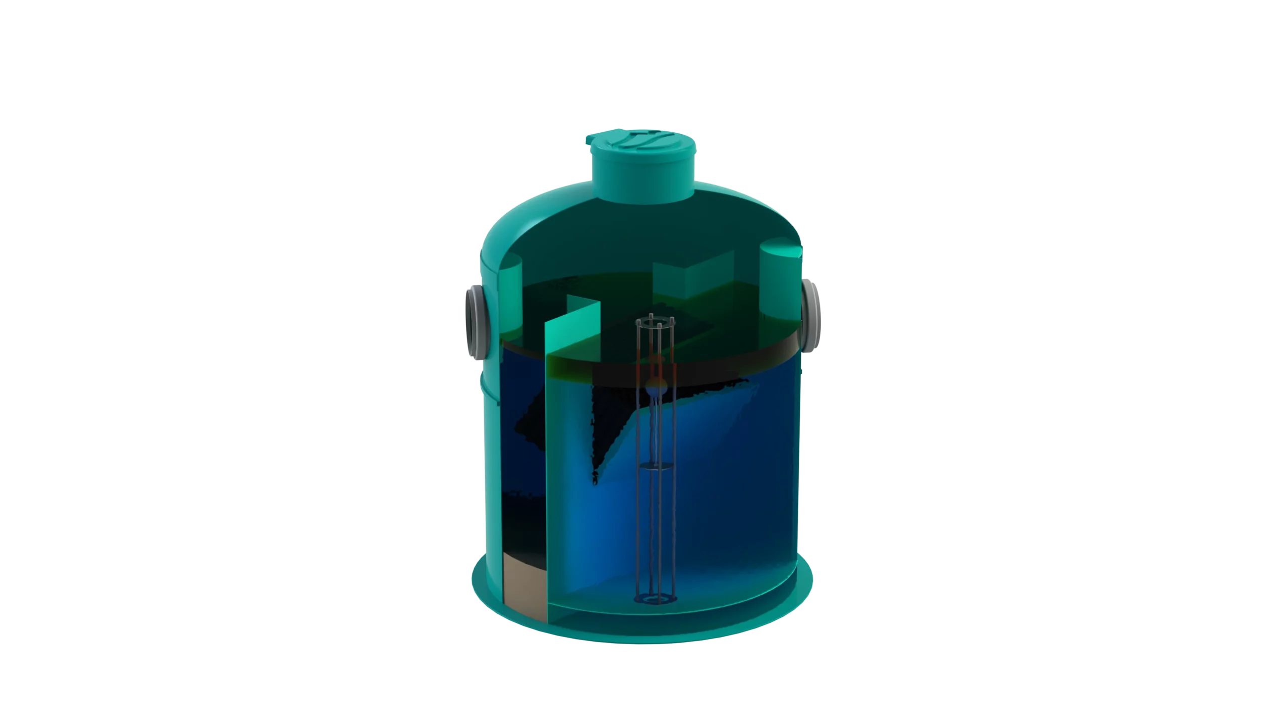Separador de Hidrocarburos sin BYPASS OilBase100-25 l/s D2000 H2550 Ø250 con decantador 2500L