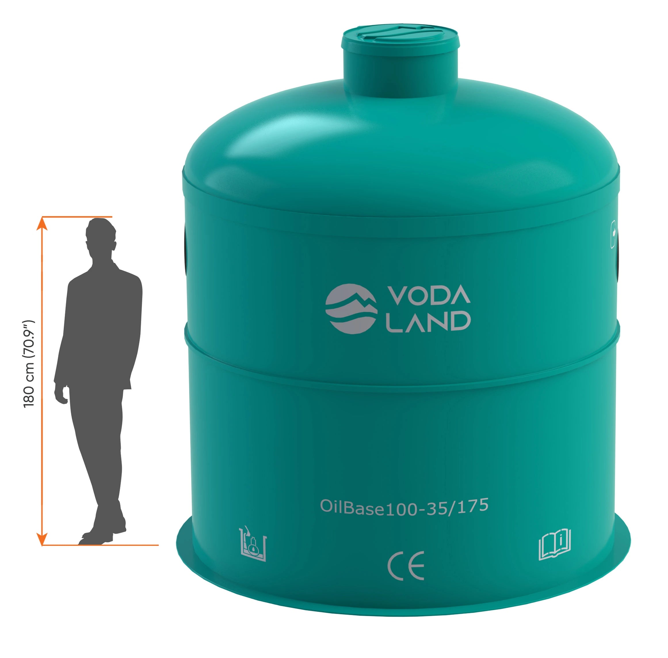 Separador de Hidrocarburos con BYPASS OilBase100-35/175 D2400 H2750 Ø400 con decantador 3500L