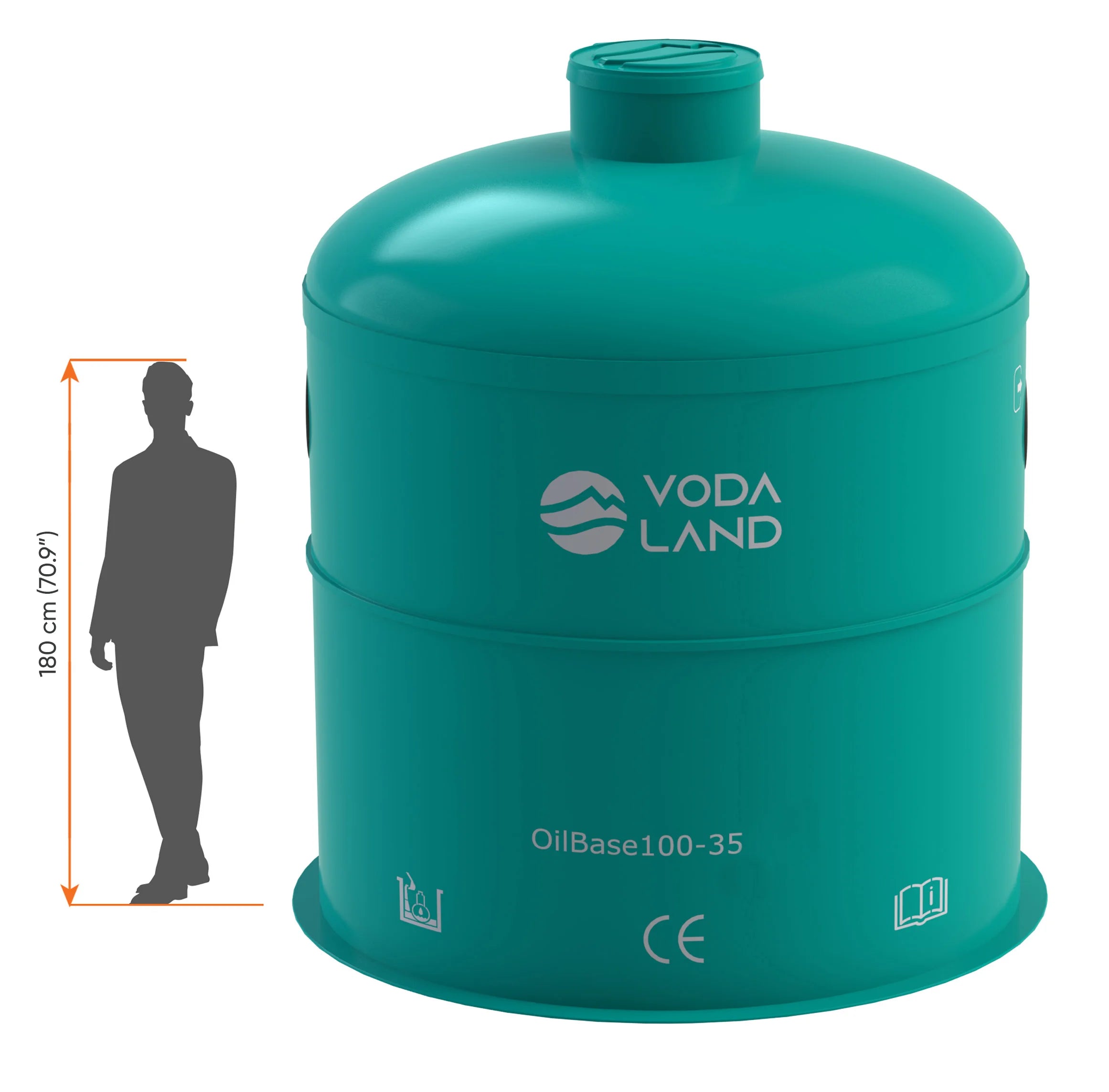 Separador de Hidrocarburos sin BYPASS OilBase100-35 l/s D2400 H2750 Ø315 con decantador 3500L