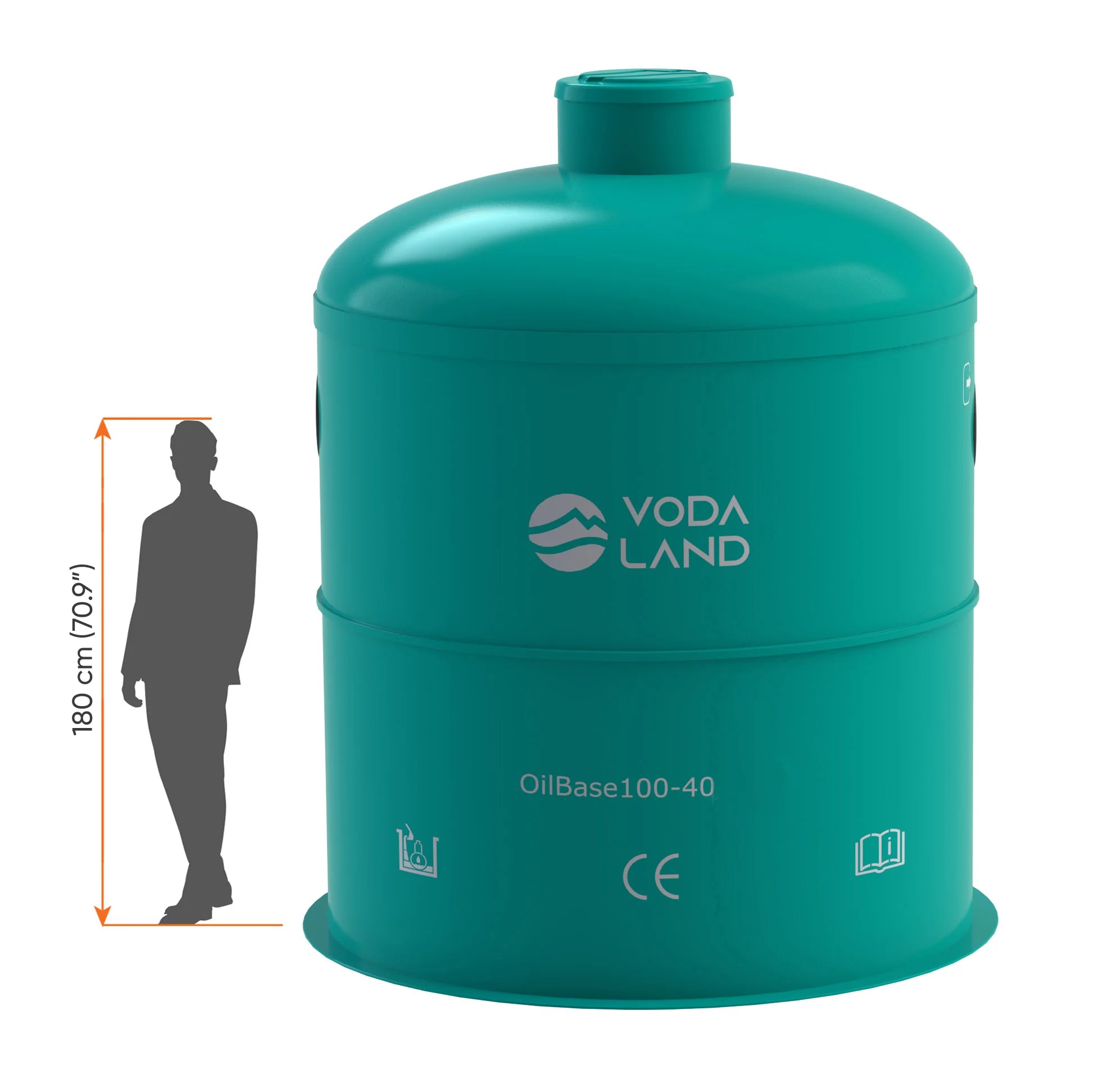 Separador de Hidrocarburos sin BYPASS OilBase100-40 l/s D2400 H2950 Ø315 con decantador 4000L