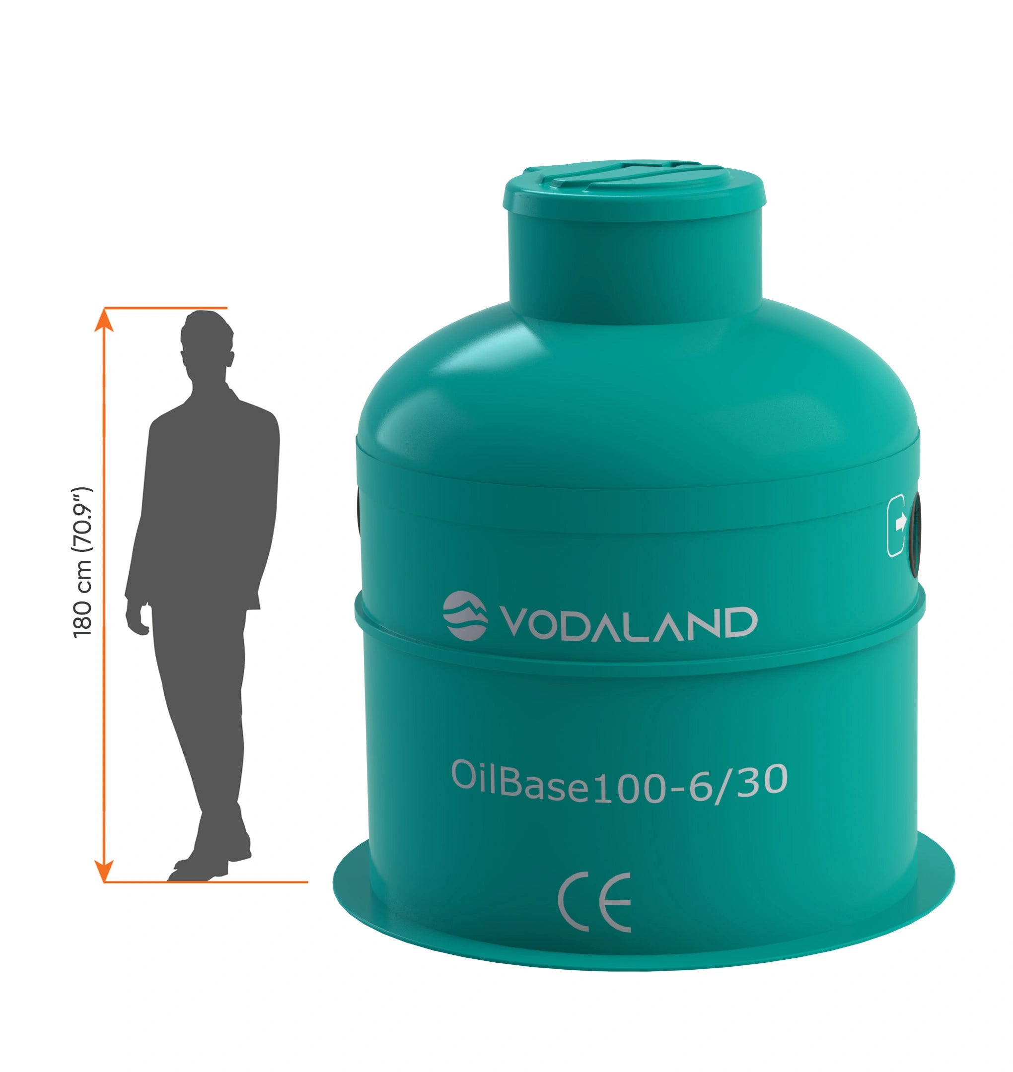 Separador de Hidrocarburos con BYPASS OB1-6/30 D1400 H2000 Ø250 con decantador 600L