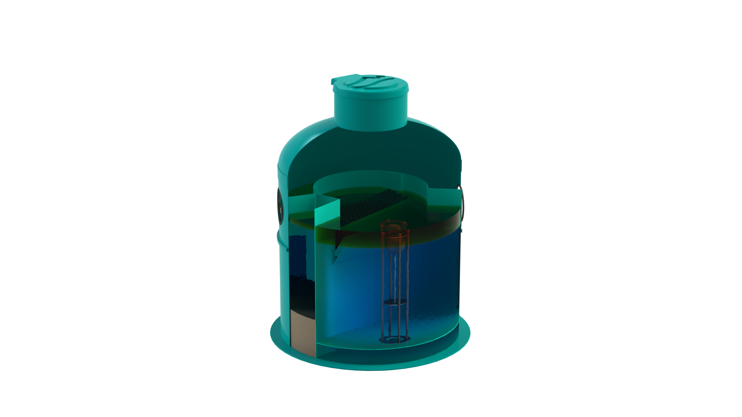 Separador de Hidrocarburos con BYPASS OilBase100-8/40 D1600 H2050 Ø315 con decantador 800L