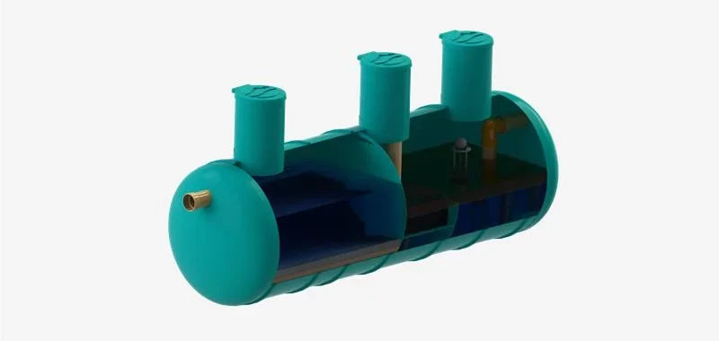 Separador de Hidrocarburos Horizontal sin BYPASS OilBaseH100-25 l/s D1400 L4800 Ø250 con decantador 2500L