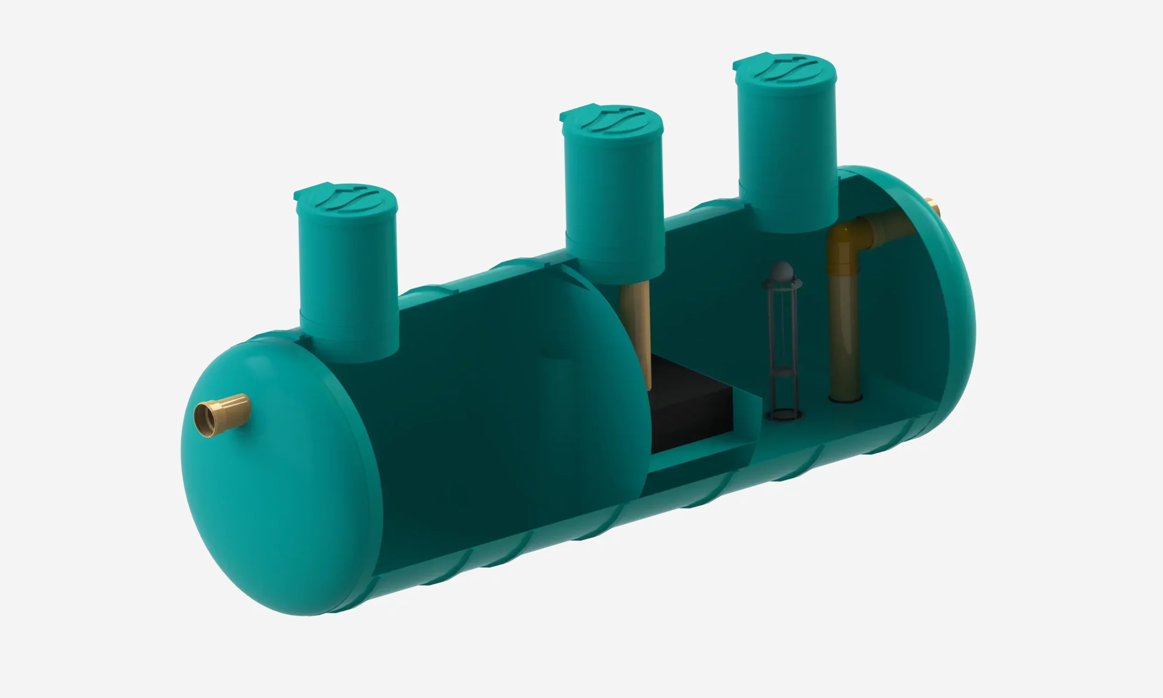 Separador de Hidrocarburos Horizontal sin BYPASS OilBaseH100-20 l/s D1400 L3700 Ø200 con decantador 2000L
