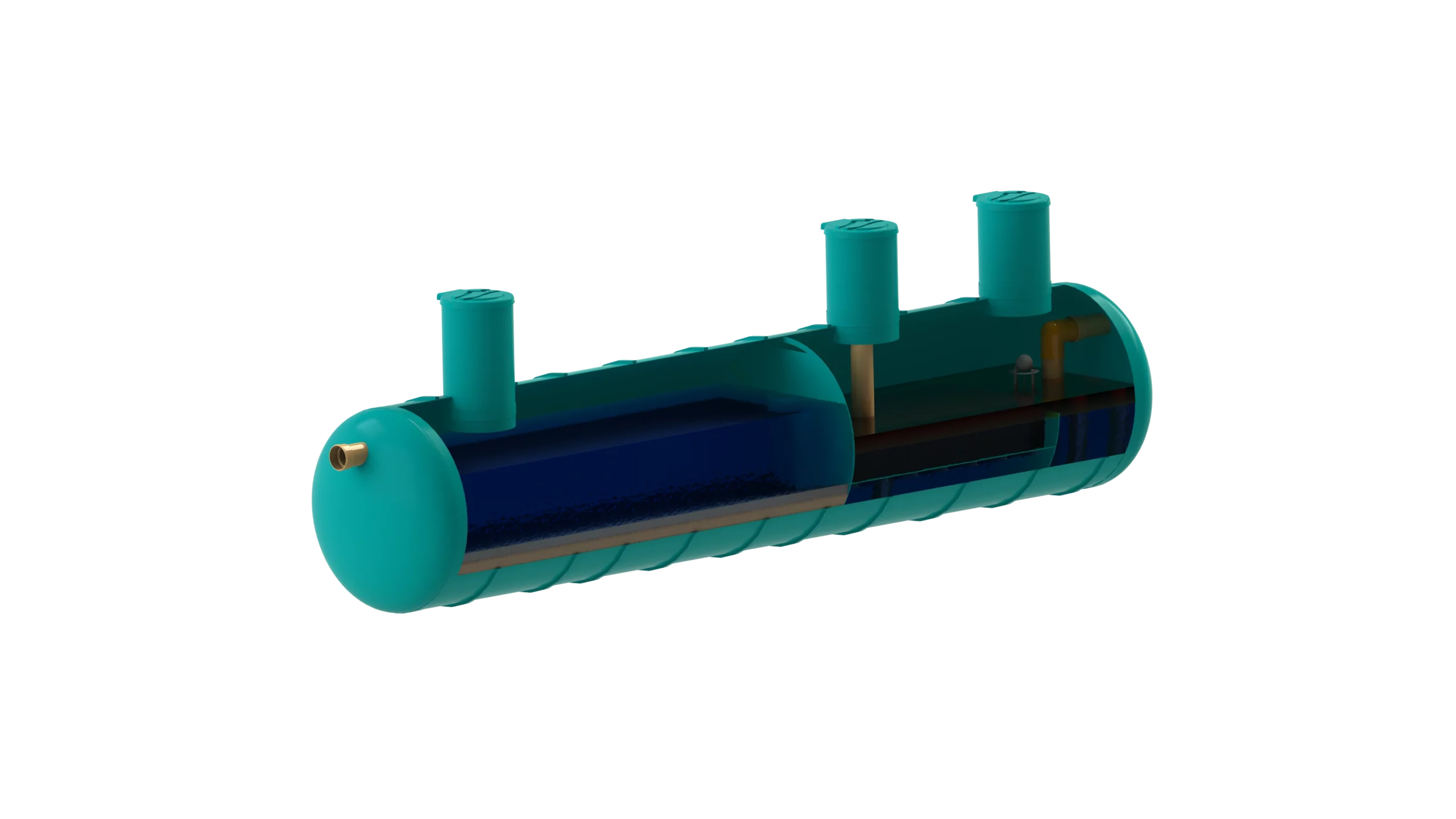 Separador de Hidrocarburos Horizontal sin BYPASS OilBaseH100-65 l/s D1800 L7100 Ø315 con decantador 6500L