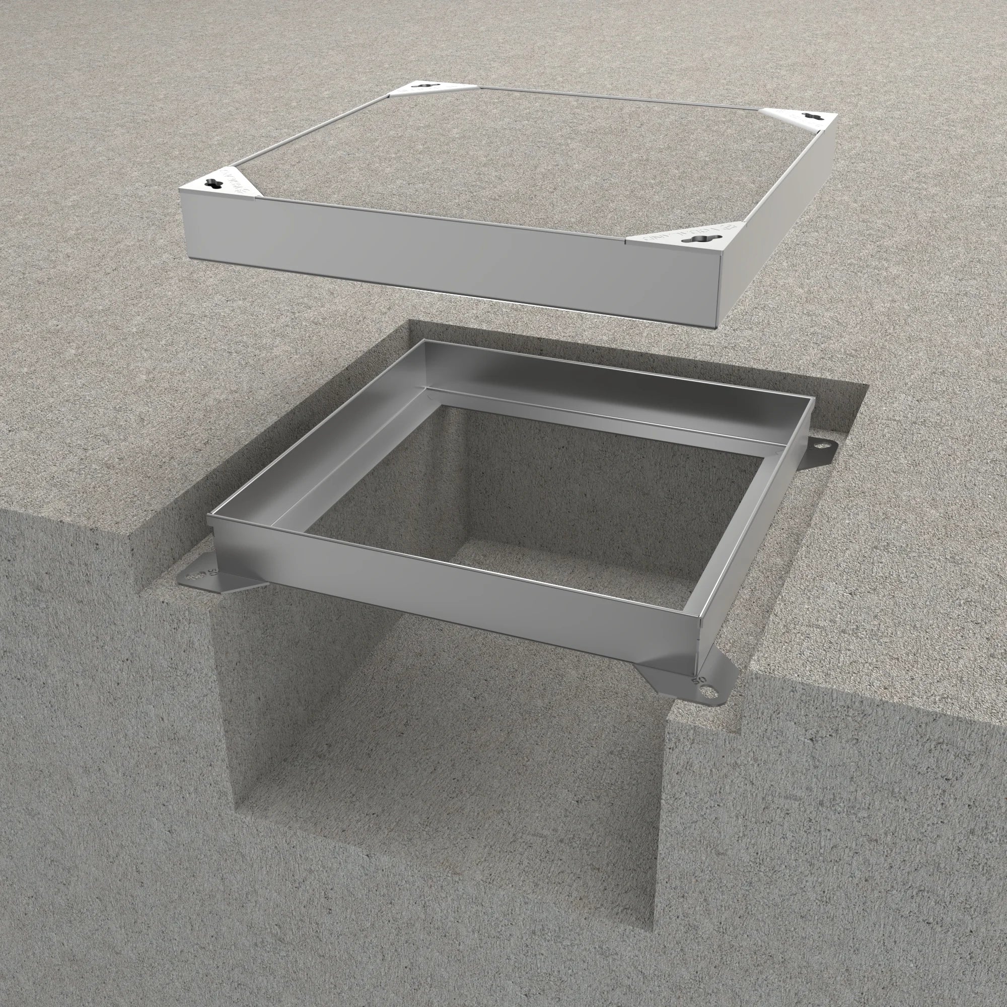Tapa con marco 40x40 cm rellenable de acero galvanizado B125