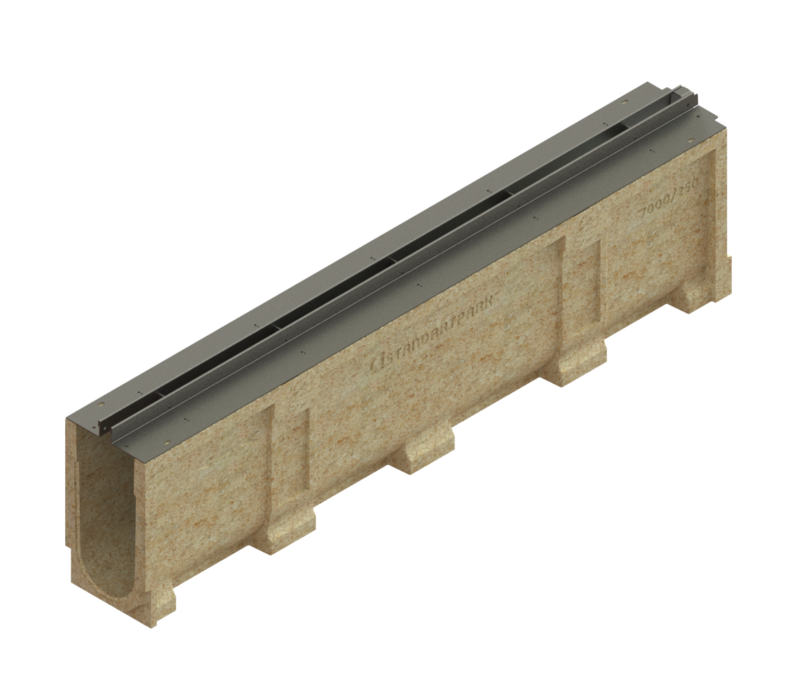 Canal de Hormigón Polímero BASE DN100 con SLOT H25 de Acero Galvanizado
