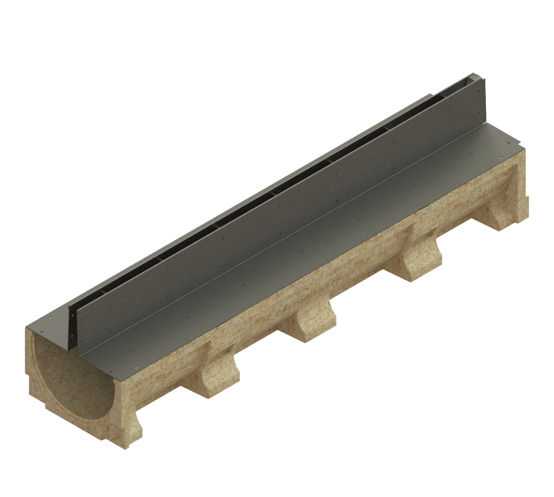 Canal de Hormigón Polímero BASE DN200 con SLOT H100 de Acero Galvanizado