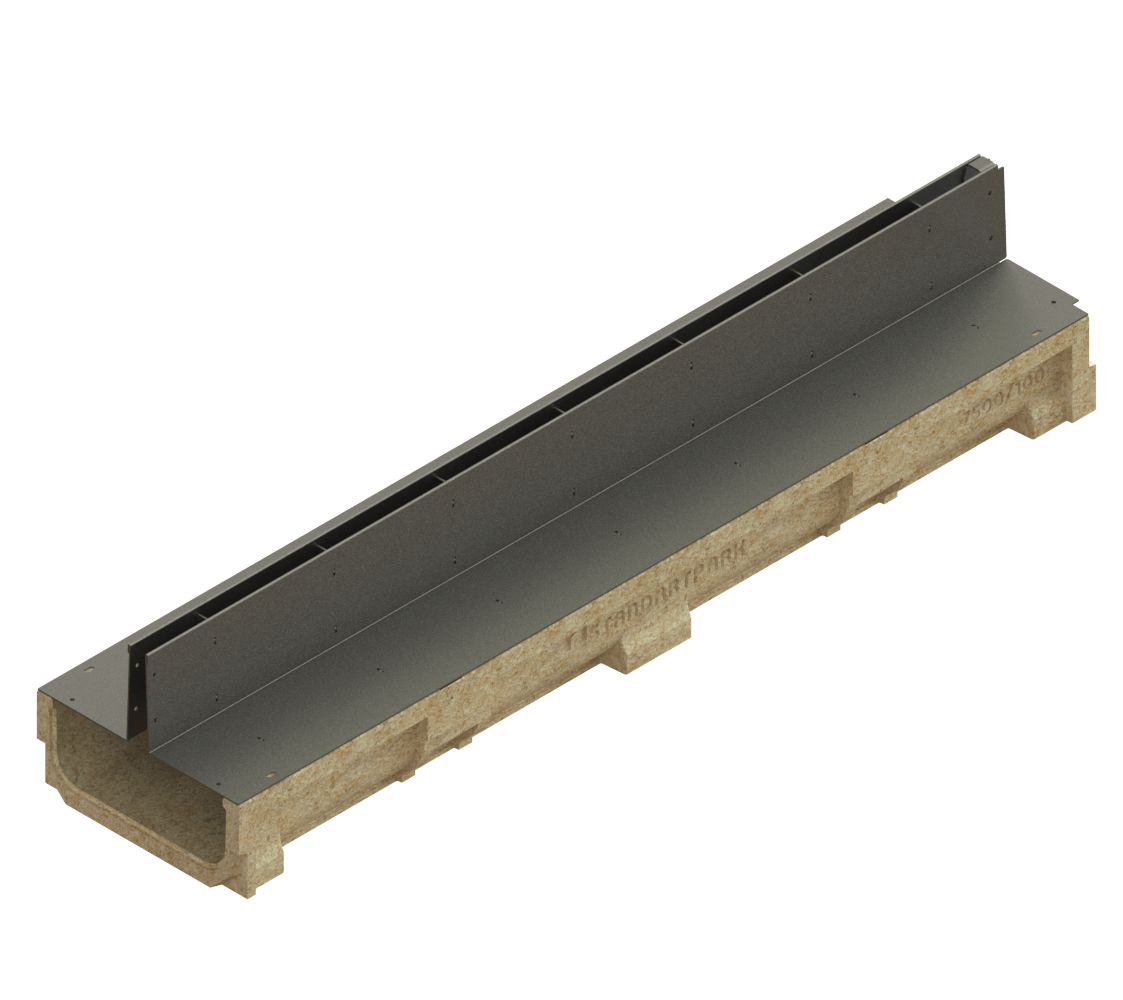 Canal de Hormigón Polímero BASE DN200 con SLOT H100 de Acero Galvanizado