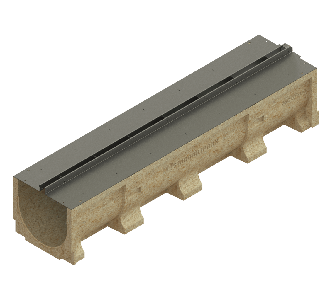 Canal de Hormigón Polímero BASE DN200 con SLOT H25 de Acero Galvanizado