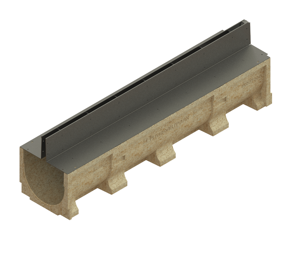 Canal de Hormigón Polímero BASE DN200 con SLOT H100 de Acero Galvanizado