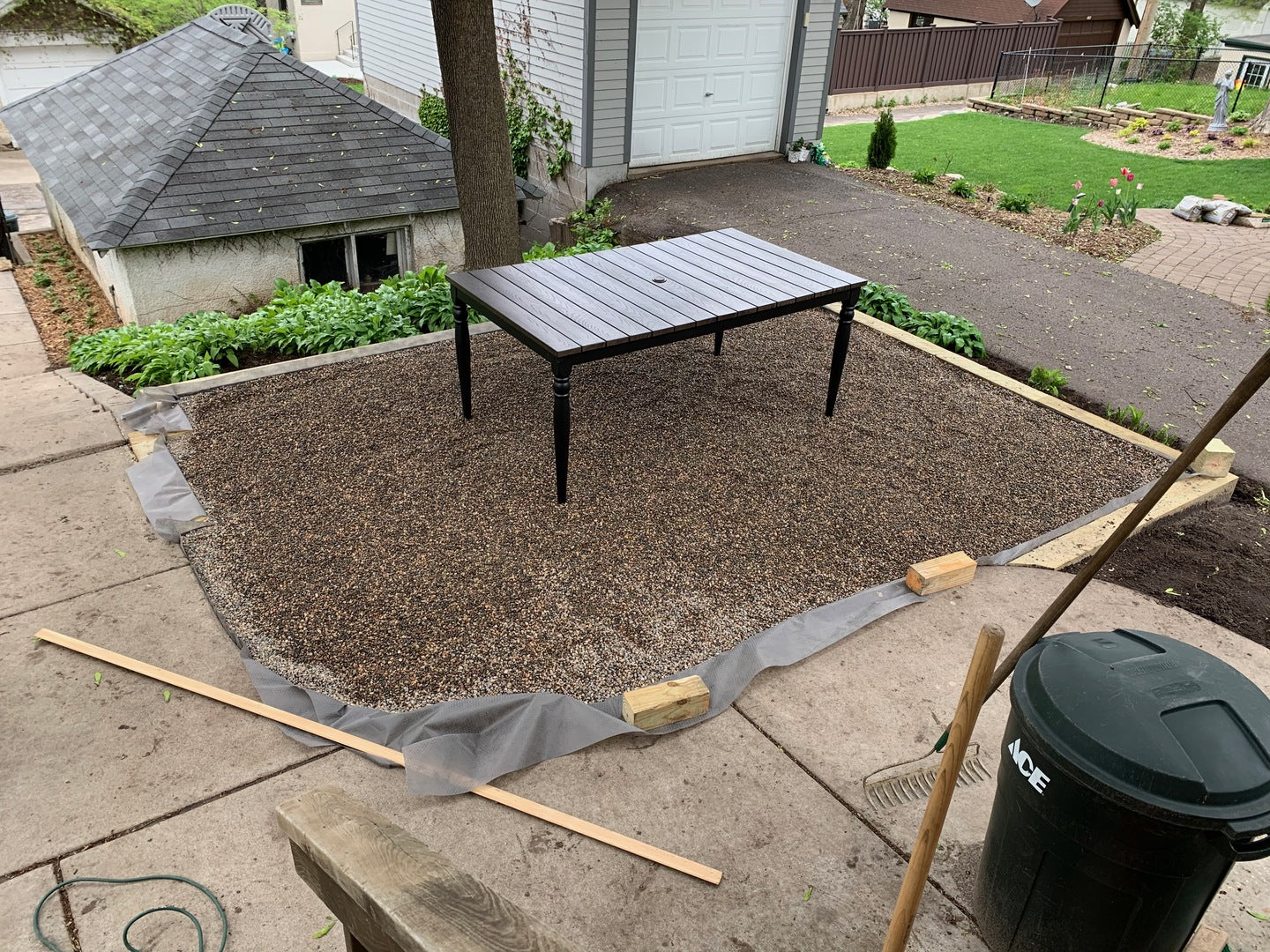 Terraza con Hexpave y grava