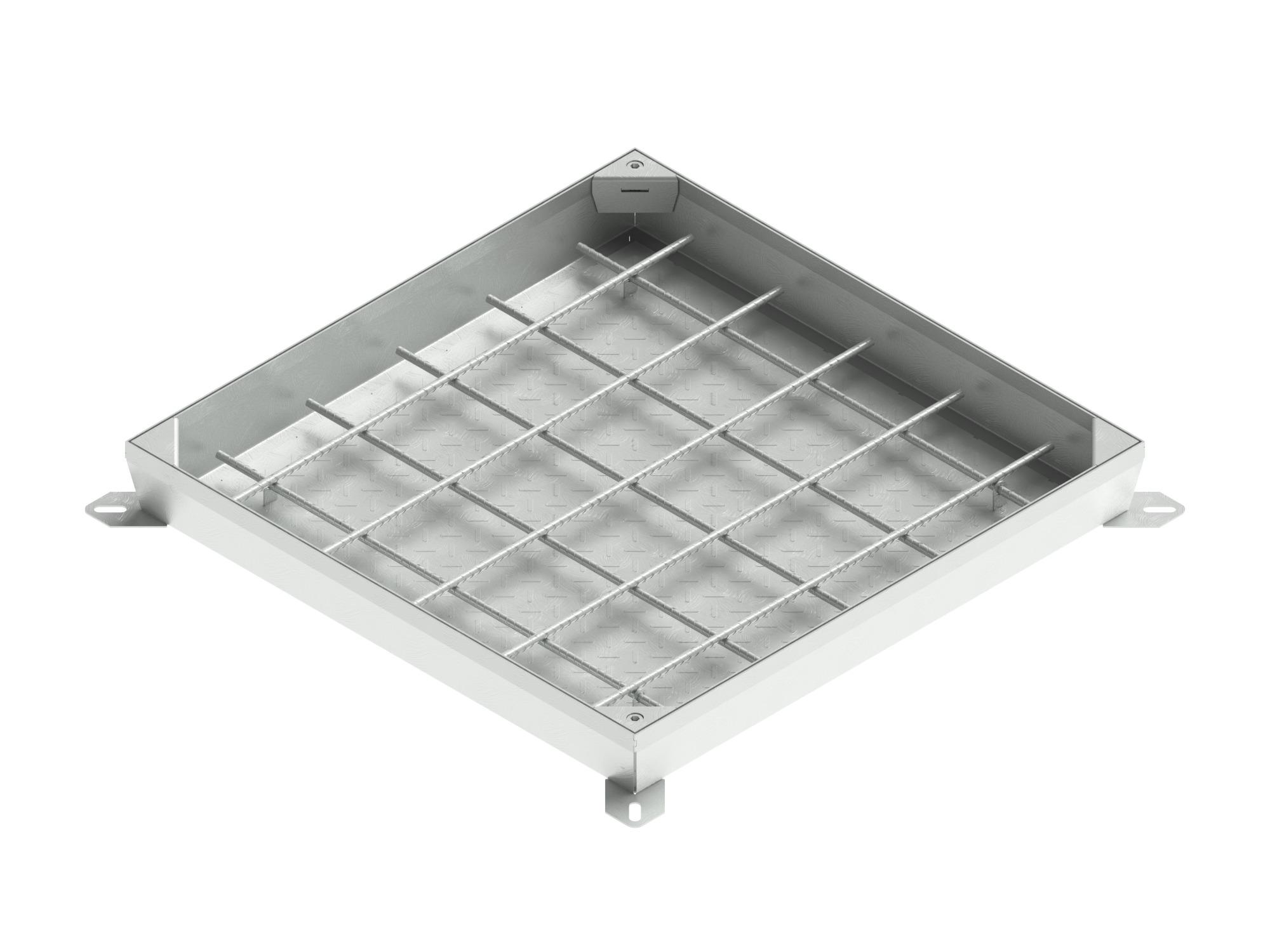 Tapa con marco 40x40 cm rellenable de acero galvanizado B125