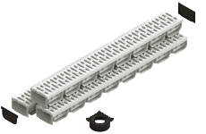 Canales de hormigón polímero DN100 con SLOT H25 de acero galvanizado